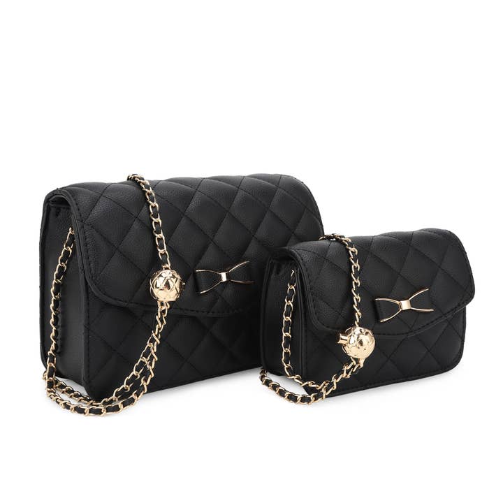 KAYLA+AVA - Vente Sac à bandoulière – femme - Sac à bandoulière 2 en 1 Anabel avec chaîne à billes dorée ajustable0