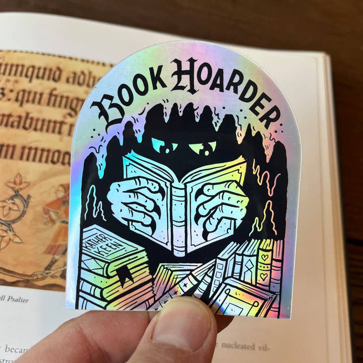 Book Hoarder vinyl sticker - Fantasy Bookish Adventurer for wholesale by Rather Keen