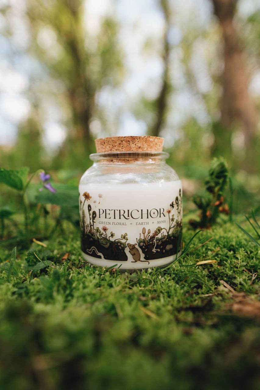 Fablewood Goods - Wholesale Jar/Filled Candle - Petrichor | 8oz Apothecary Organic Soy | Wood Wick Candle1