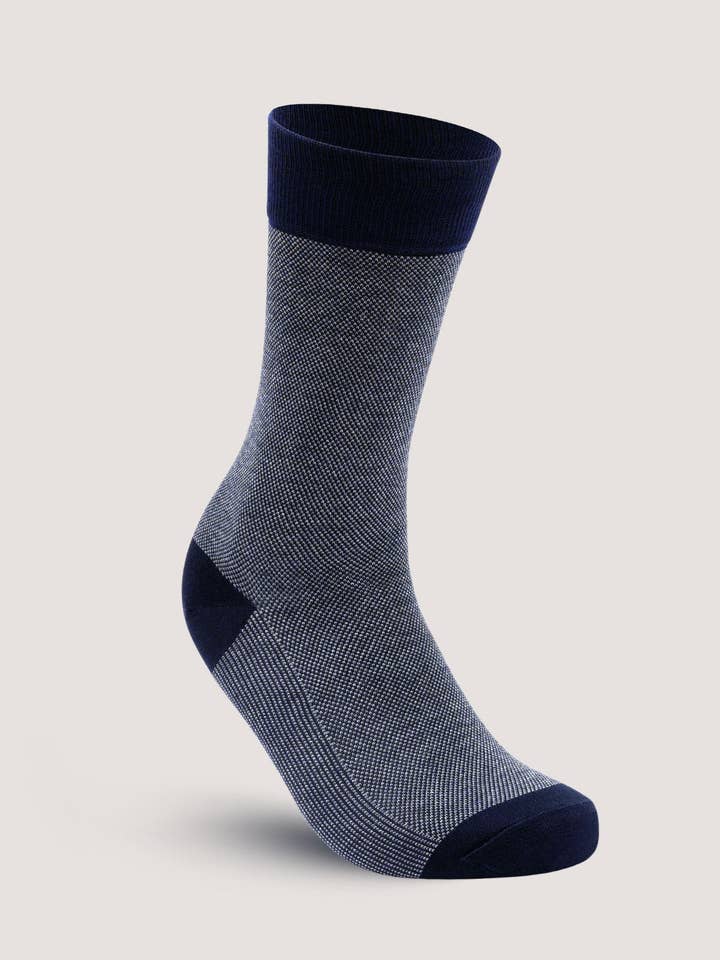 Navy Birds Eye Patterned Socks for wholesale by Brian Oak Limited