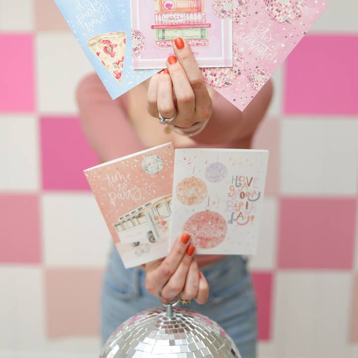 Stephanie Tara Stationery - Wholesale Felicitatie-kaartje - laten we de felicitatiekaart met discoballen vieren3
