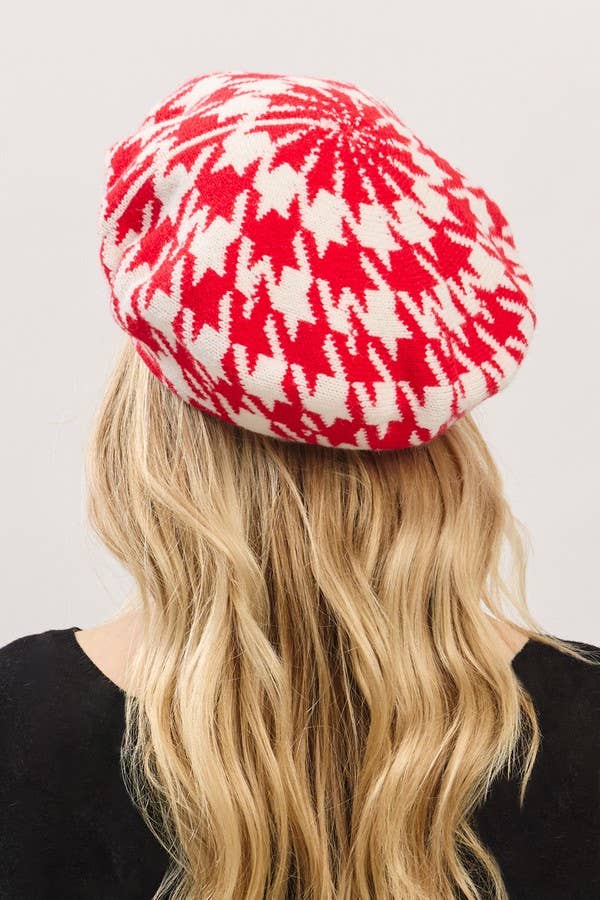 3AM BY H&D ACCESSORIES - Wholesale Beret - Women's - Houndstooth Knit Beret2