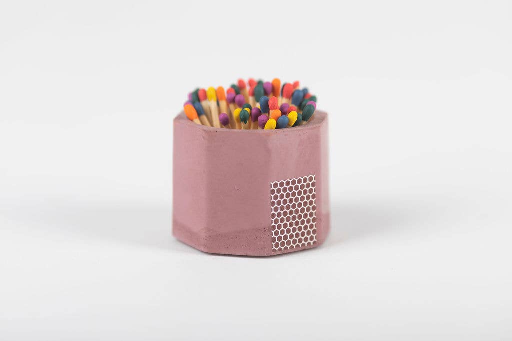 Tenn Prairie – wholesale Tändstickshållare – Betonghållare för tändstickor – med 2-tums regnbågsfärgade säkerhetständstickor2