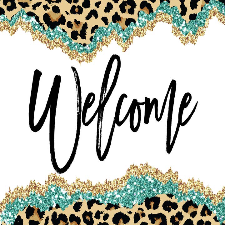 Wreath Sign, Welcome Sign, Animal Print Sign, 8x10" Metal Si for wholesale by DecoExchange