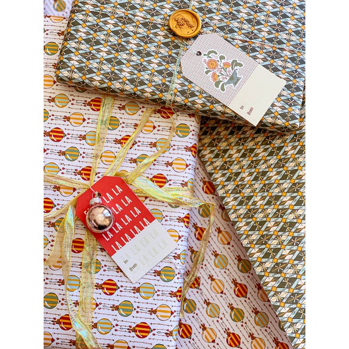re:mused studio - Wholesale Flat Wrap - Dominoté Baubles Wrap Sheet-Double Sided6
