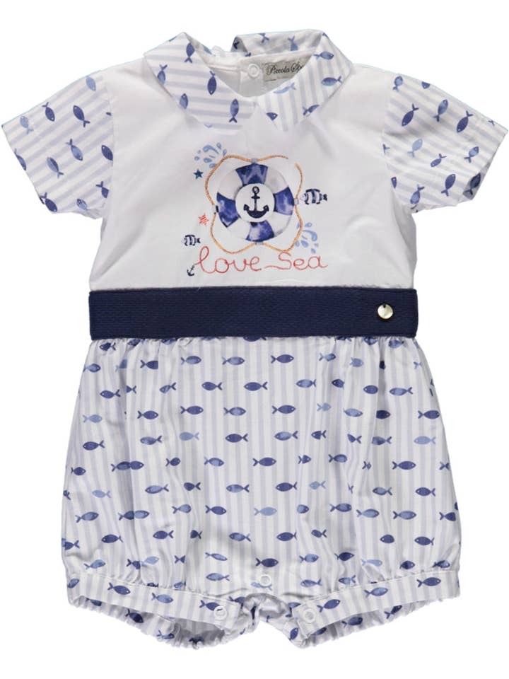 PS23S002101 - Blue and white body with a little fish pattern for wholesale by Piccola Speranza