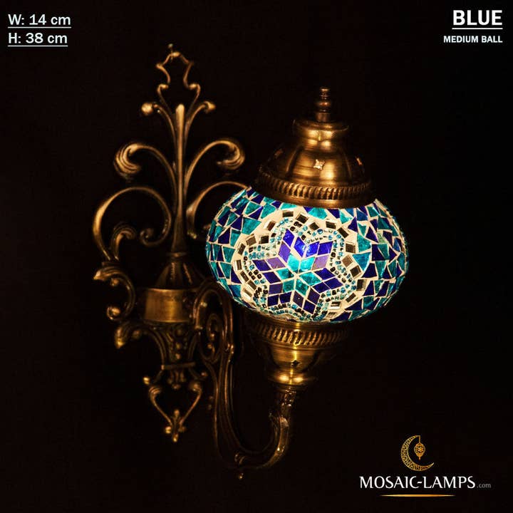 Mosaic Lamps - Wholesale Sconce - Turkish Mosaic Single Medium Globe Wall Lamp, Traditional Moroccan Vintage Ceiling Sconce, Handmade Marrakech Bedroom Living Room Wall Lights