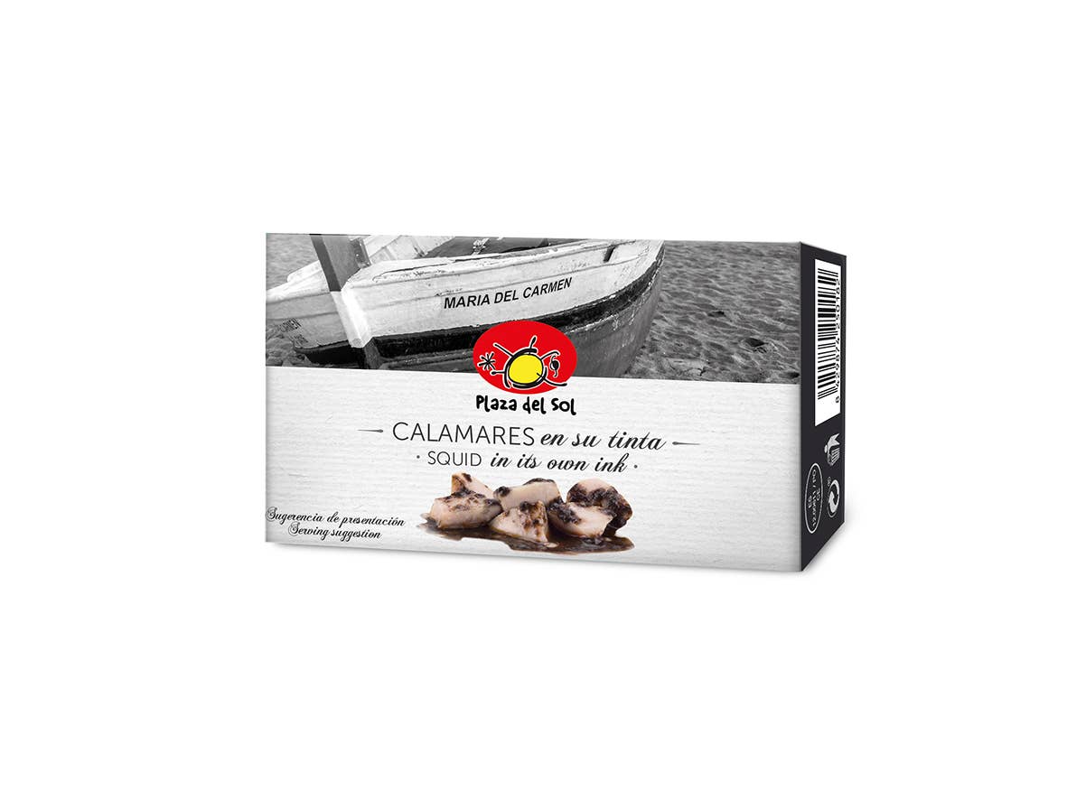 Plaza del sol - Wholesale Tinned Fish - Squid (Pieces) in Its Own Ink 115g