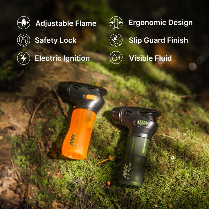 MK Lighter Company - Wholesale Lighter - MK Lighter Outdoor Series, 2PC Mini Torch Lighter For Tray