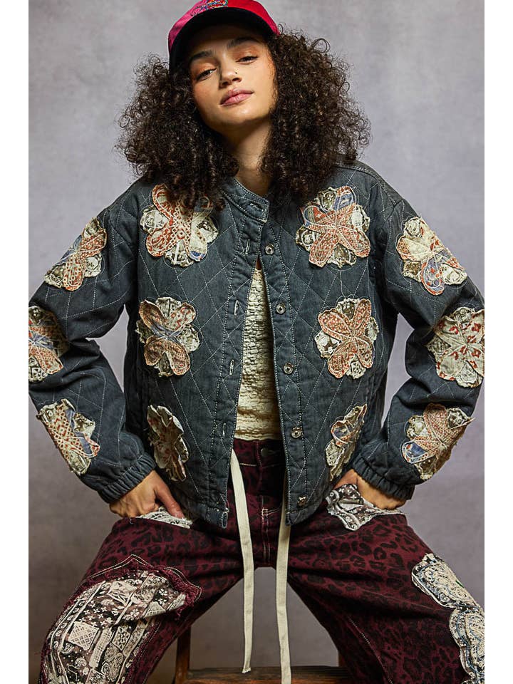 Pol Clothing - Wholesale Jacket - Women's - Mock neck balloon sleeve oversized fit quilted Jacket21