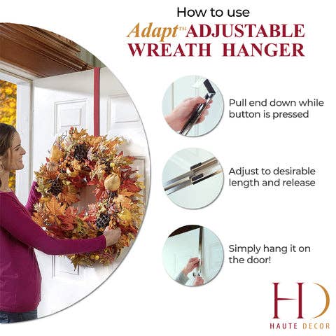Haute Decor - Wholesale Door Hanger - Adapt™ Adjustable Length Wreath Hanger - Red3