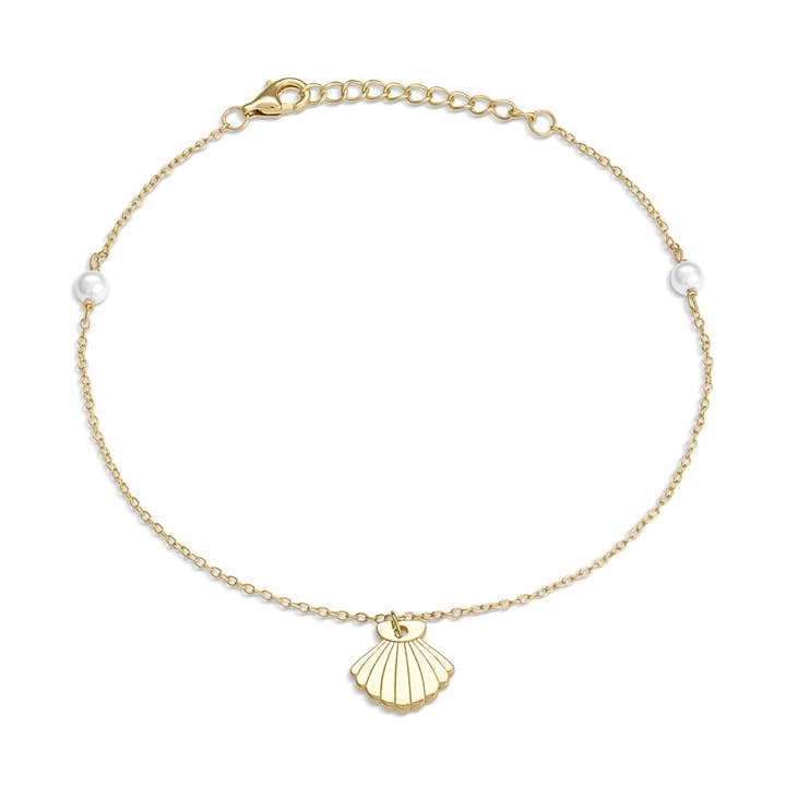 Vermeil Tulum Schelp & Parel Enkelbandje voor wholesale door Emily Volaski
