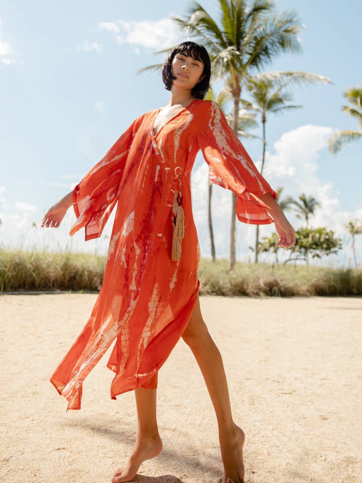 Mandarin Kimono - Orange & Red for wholesale by Naylila