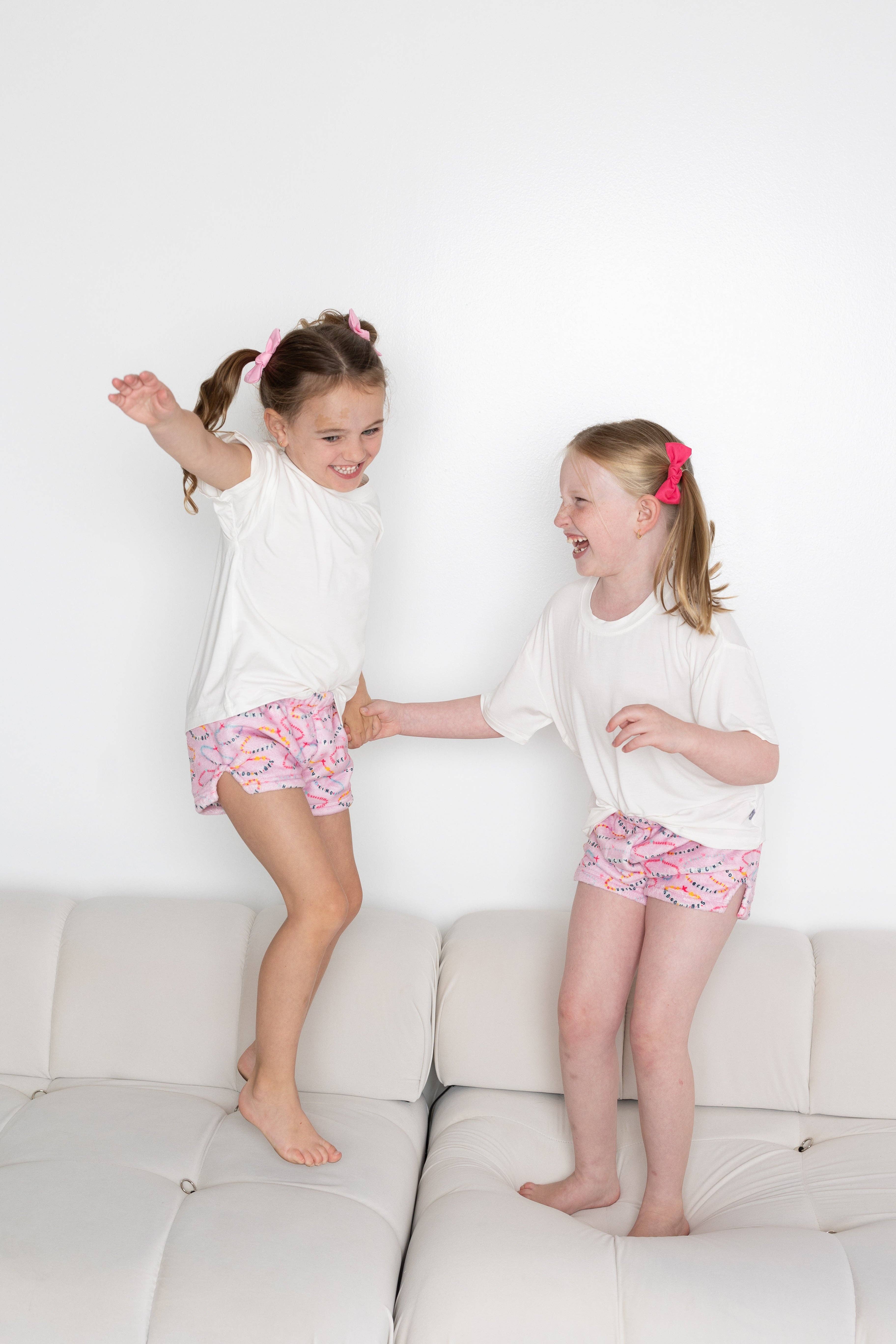 Macaron + Me - Wholesale Lounge Shorts - Kids - Plush Shorts - FRIENDSHIP1