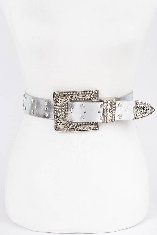 Shop Neighbors - Vendita all'ingrosso Cintura - Donna - Cintura metallizzata Plus Size con fibbia in strass con catena1