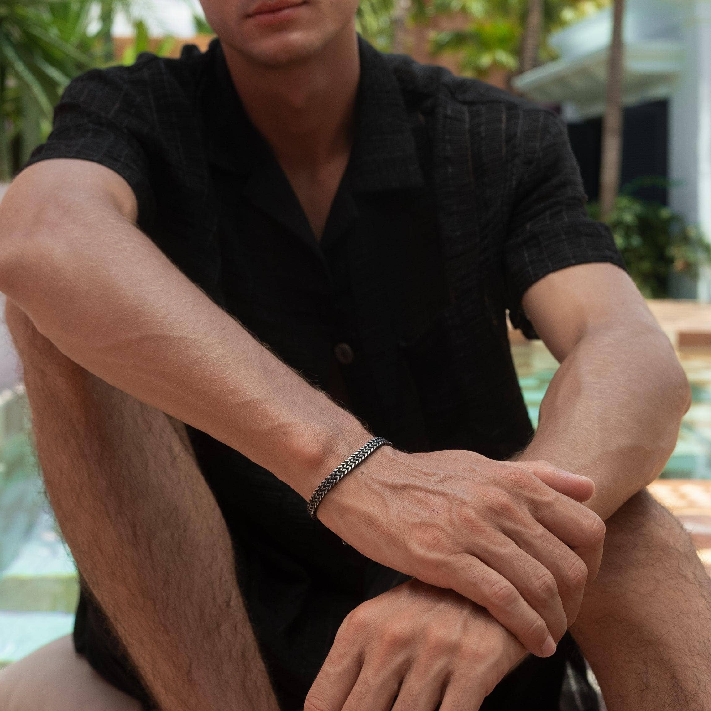 Made By Nami - Vente Bracelet tissé/tressé - Bracelet épais en acier inoxydable | Argenté2