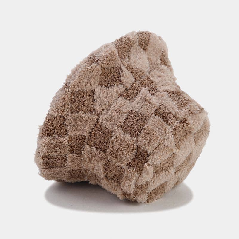 Dipped Shop – wholesale Bucket hat – Women's – Winter Fuzzy Trendy Plaid Thick Warm Bucket Hat DP25G74614