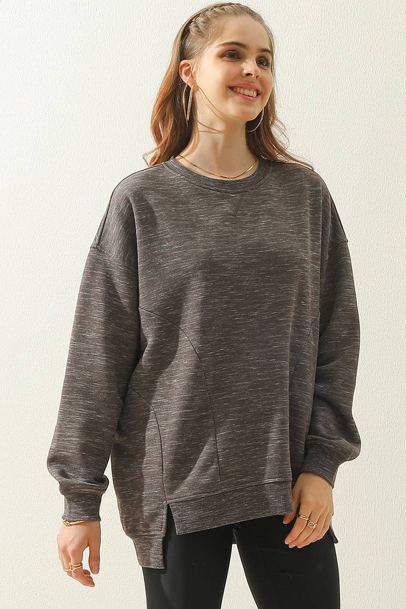 NINEXIS - Wholesale Sweatshirt - Women's - CWTTL905_LONG SLEEVE ROUND NECK CUT HEM SWEATSHIRT3
