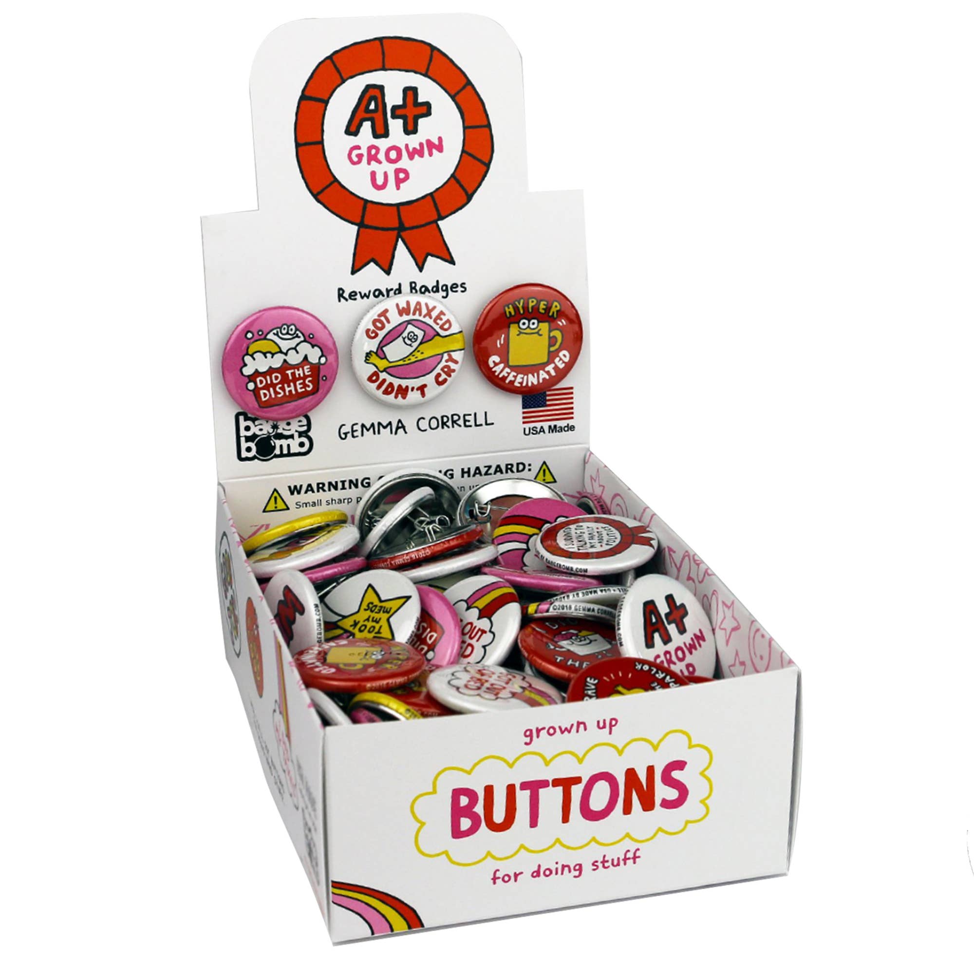 Badge Bomb - Wholesale Lapel Pin/Button - A+ Grown Up 1.25" Button Box0