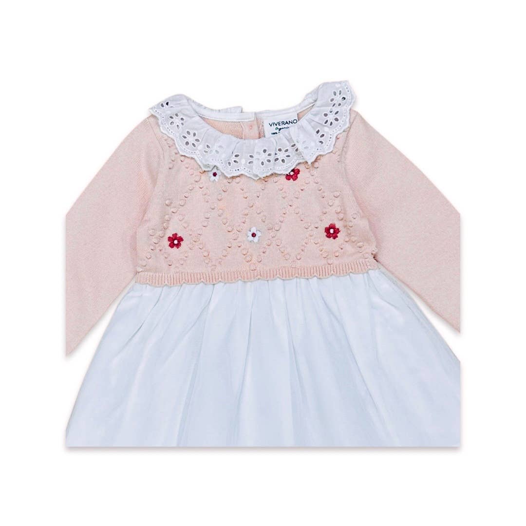 Viverano Organics - Wholesale Dress - Baby - Floral Embroidered Knit Tutu Dress (Organic Cotton)6