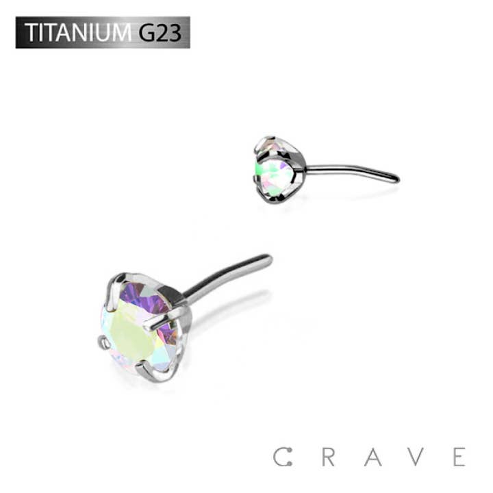 CRAVE - Wholesale Face/Body Chain - TITANIUM THREADLES PUSH IN CZ PRONG SET TOP PART