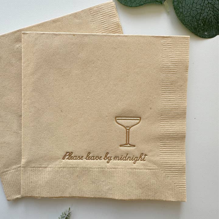 EnFete, LLC - Wholesale Disposable Napkin - Please Leave by Midnight Cocktail Napkins - Tan2