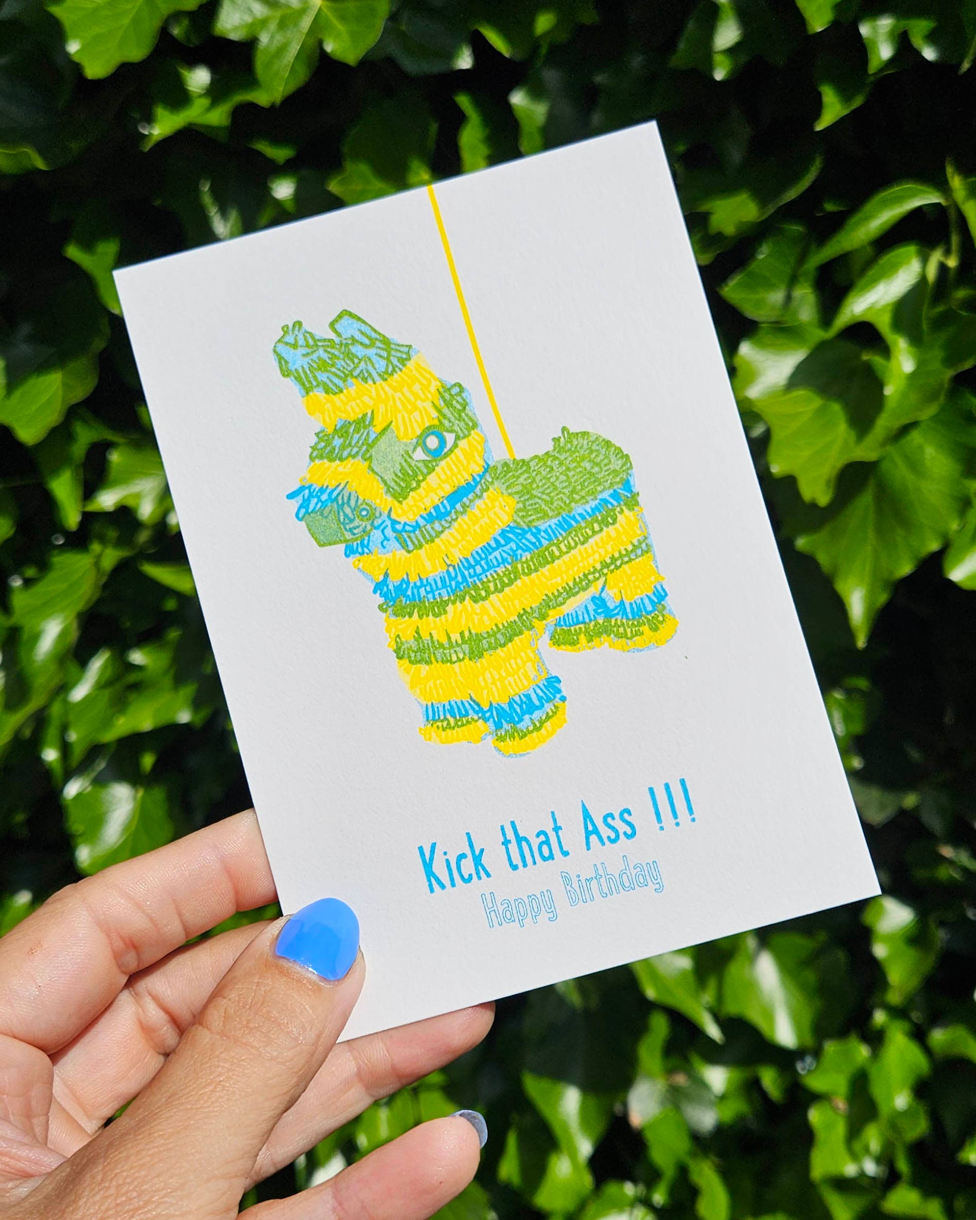 Studio Inktvis - Wholesale Birthday Card - Riso print Kick that ass Double Meaning, Double Celebration!2