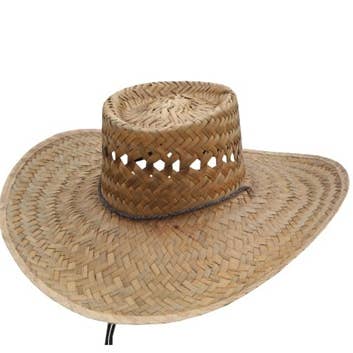 NATURAL Gallera Burnt Palm Leaf lifeguard hat with vented pattern ar for wholesale on Faire1