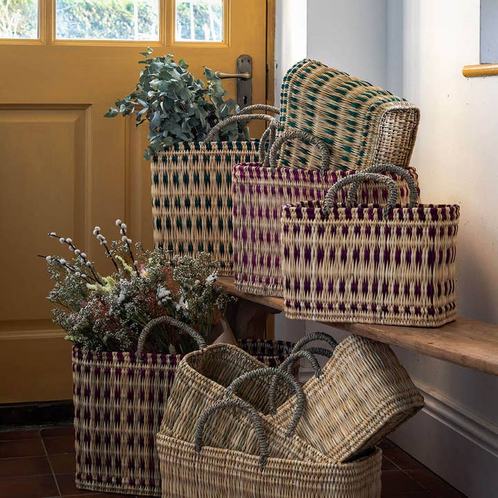 Bohemia Design - Wholesale Basket - Woven Reed Basket, Indigo Set of 3