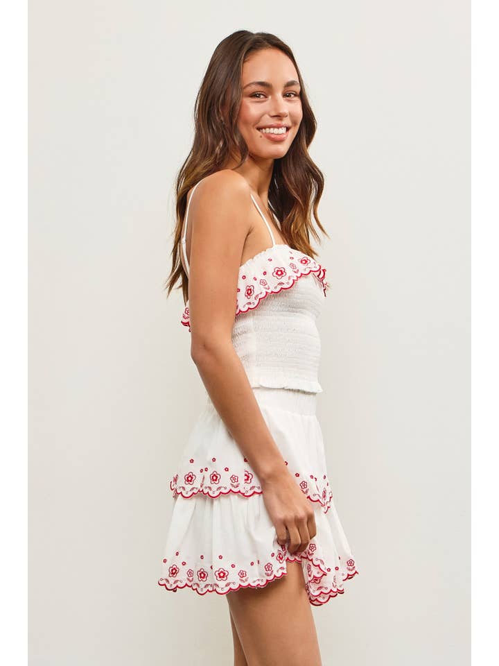 Mustard Seed – wholesale Camisole – Women′s – EMBROIDERED RUFFLE SMOCKED CAMI TOP8