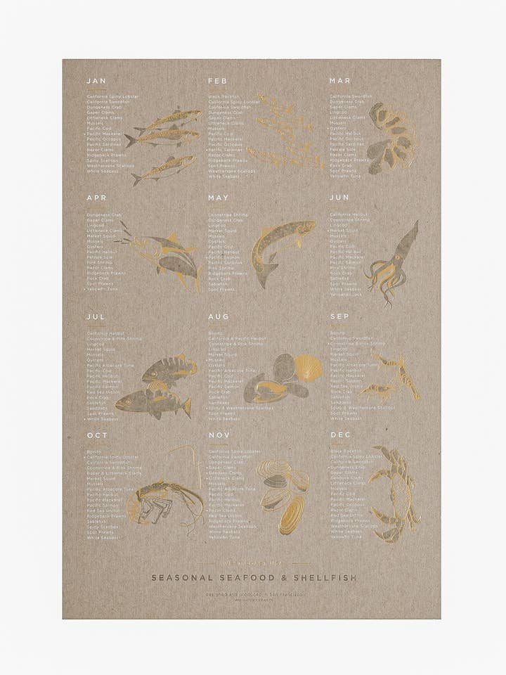 Seafood Foil Pressed Print - Chipboard for wholesale by Young America Creative