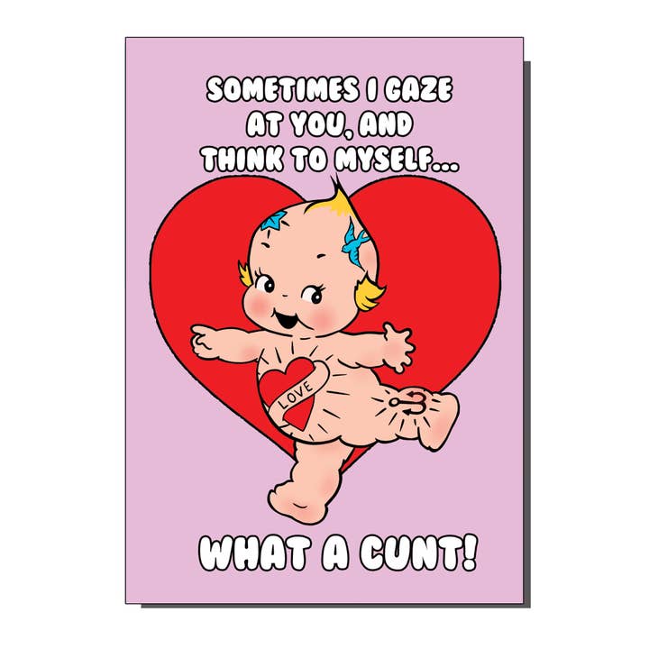 Kitsch Rude Funny Kewpie Inspired Valentines Day Card for wholesale by Bite Your Granny