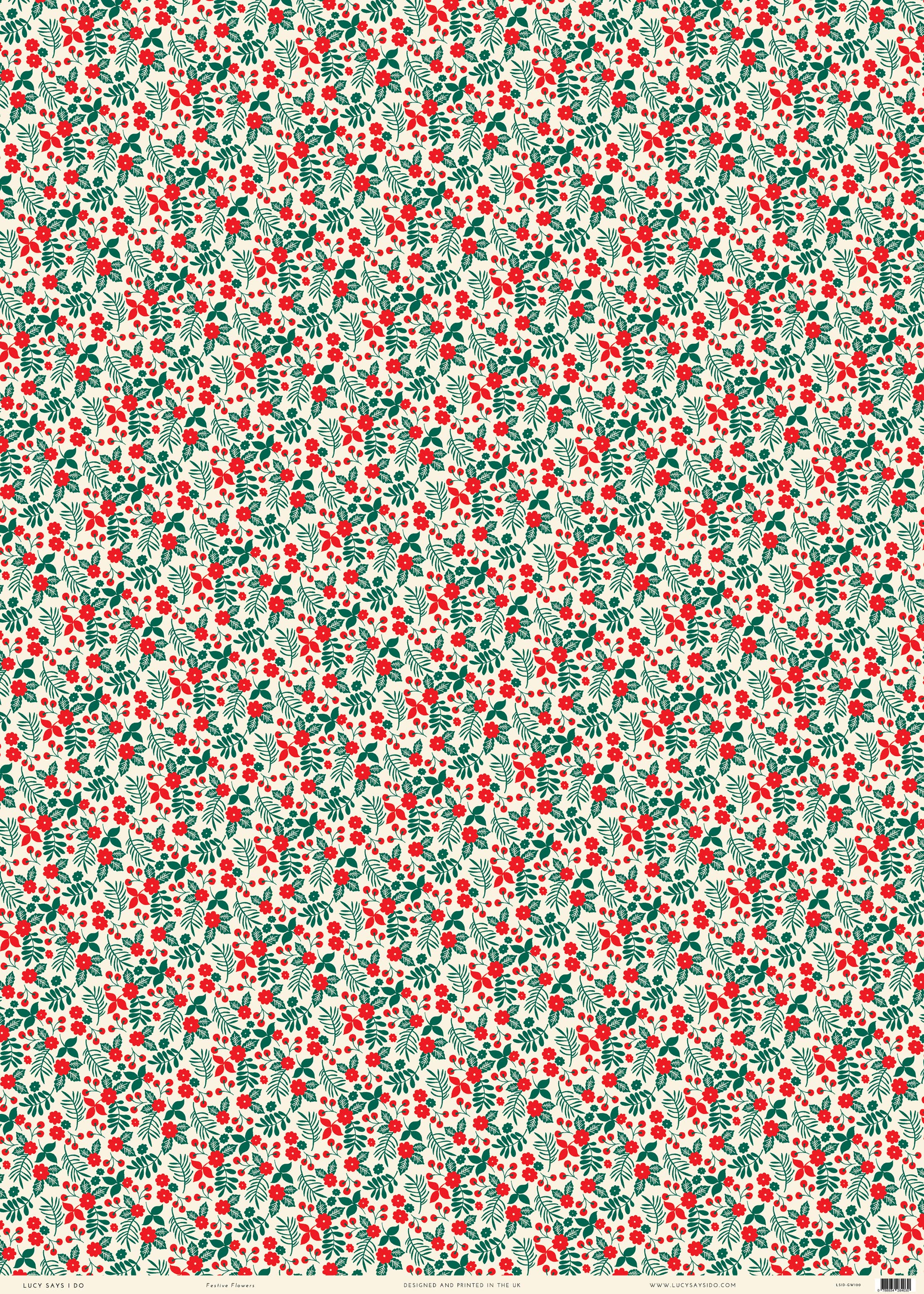 Lucy says I do – wholesale Flat wrap – Festive Flowers Christmas Gift Wrap double sided3