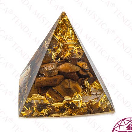 Orgonite Pyramid - Glitter and Tiger Eye 3X3 for wholesale by Tenda Mística