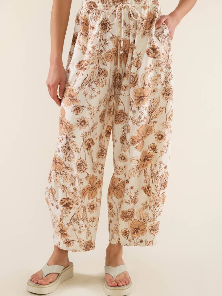 NLT - Wholesale Pants - Women's - Sonoma Floral Lantern Pant w/ Drawstrings