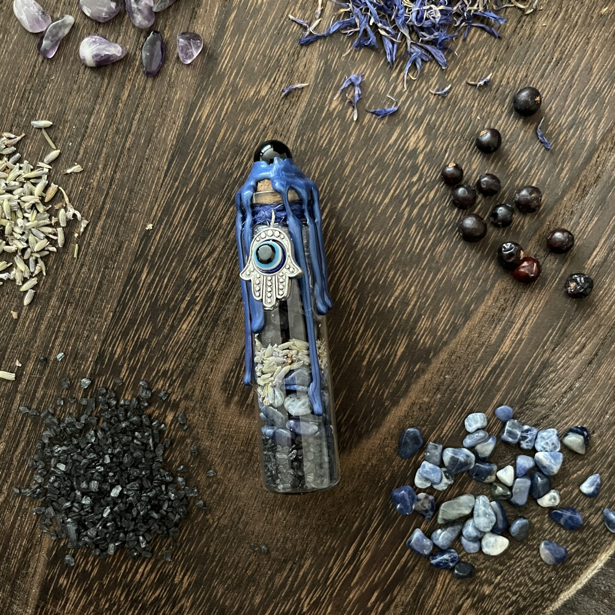 Moondust and Raven - Vente Accessoire de méditation - Bocal de Sortilège de Protection contre le Mauvais Œil, Flacon Nazar6