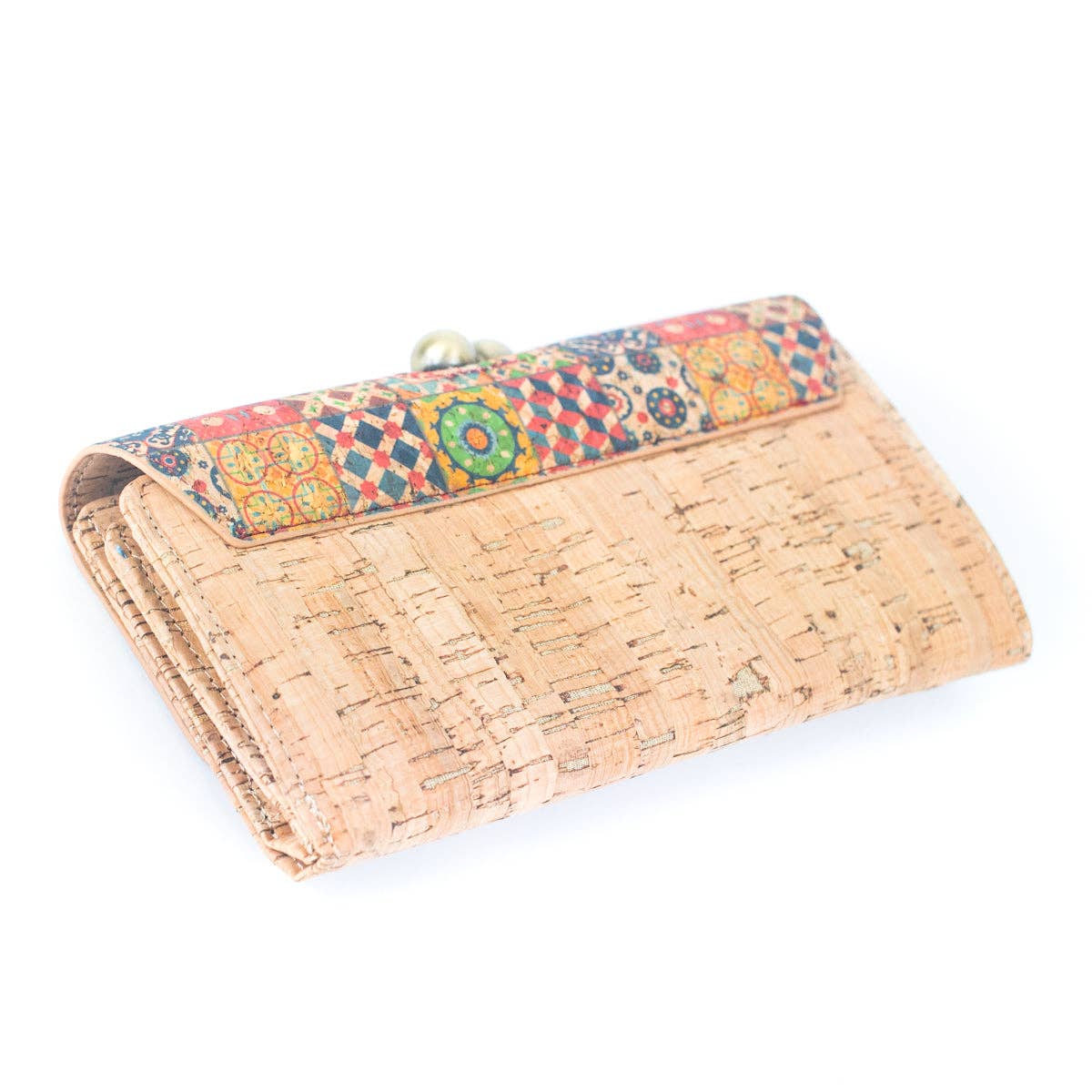 Meninas Bonitas Cork - Vente Portefeuille – femme - Portefeuille femme en liège naturel avec fermoir en laiton ancien12