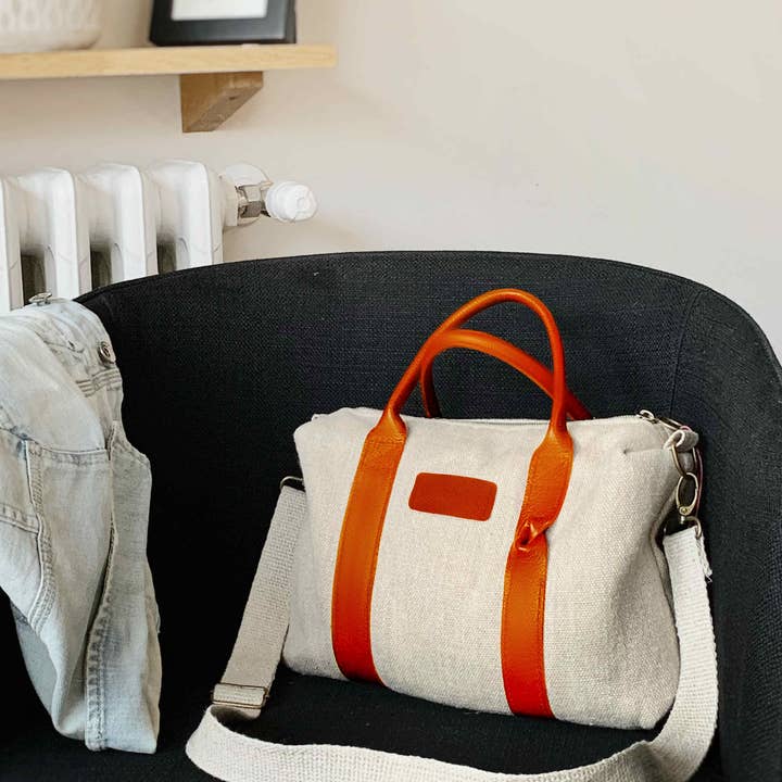 Crossbodytas van natuurlijk hennep met leren accenten in bosstijl voor wholesale door Fossette