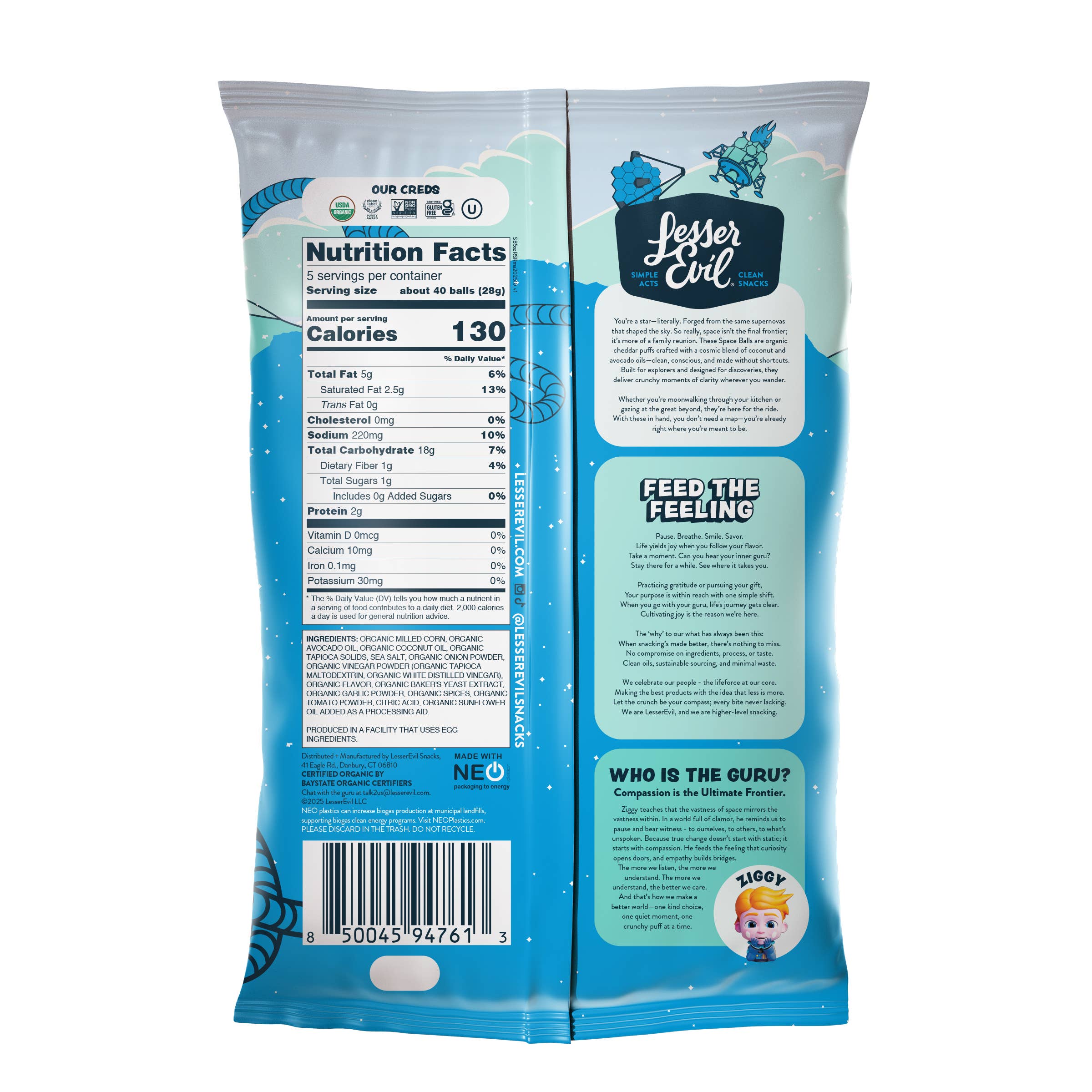 LesserEvil - Wholesale Puffed snack - Space Balls, Ranch Rocket Ship 5oz1