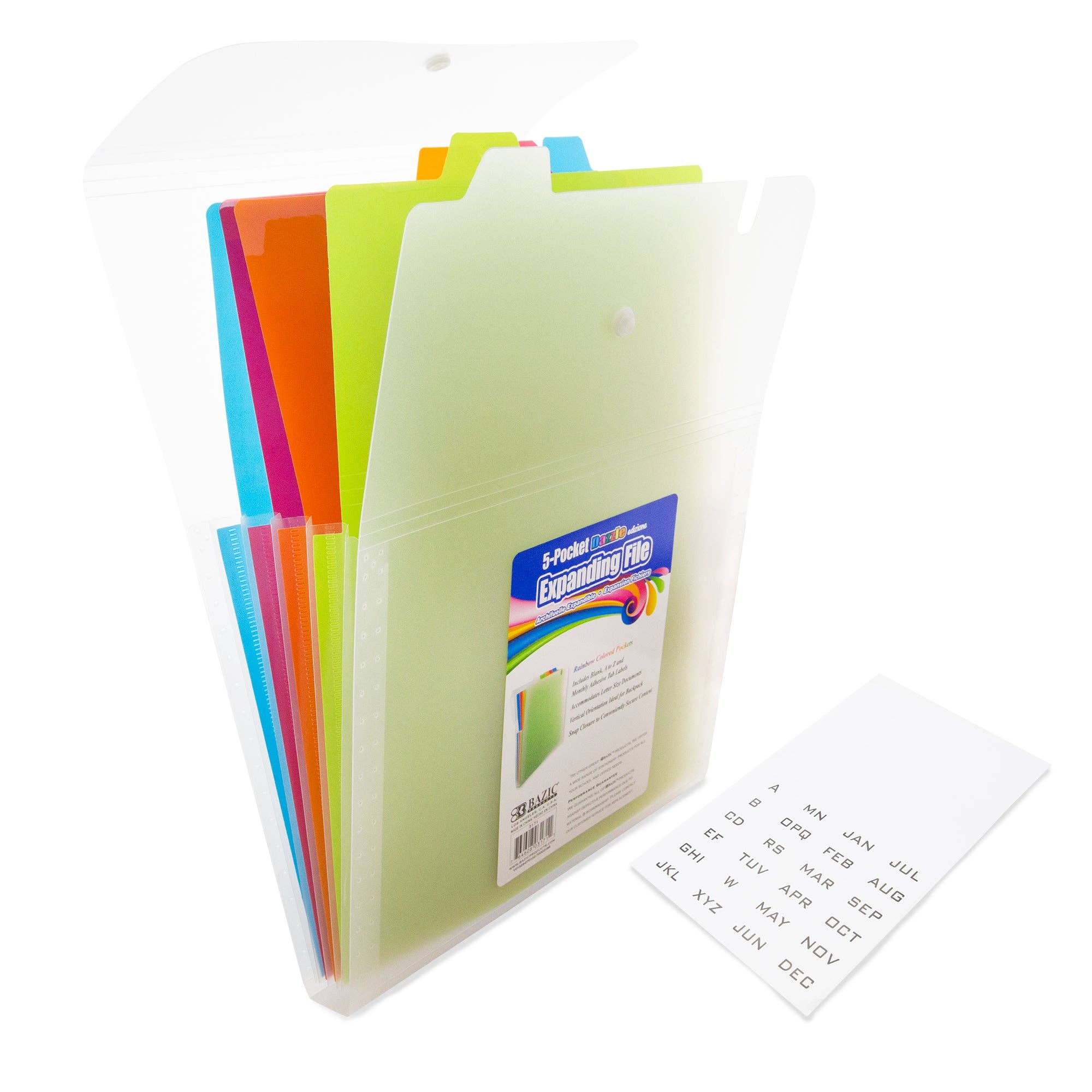 Luna Office Supply -  Everyday Essential - Wholesale Stationery/notecard set - Expanding File Folder Letter Size Vertical Poly 5-Pocket0