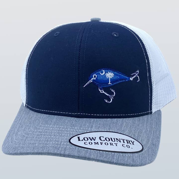 Leurre de pêche Caroline du Sud chiné/bleu marine/chapeau blanc pour la vente par Riverbed Threads