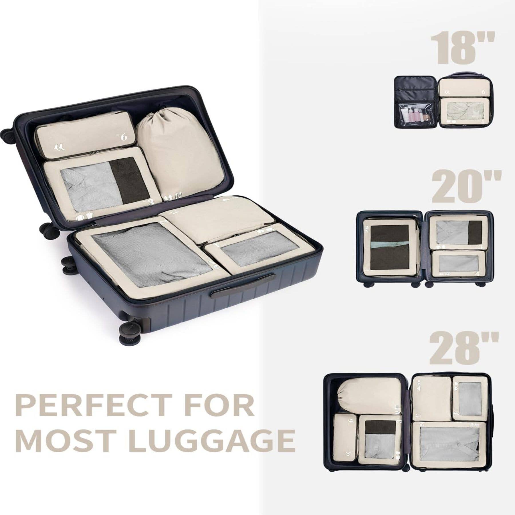 wandf – wholesale Packningskub – 7-delat set tåliga resväskorganisatörer med packpåsar62