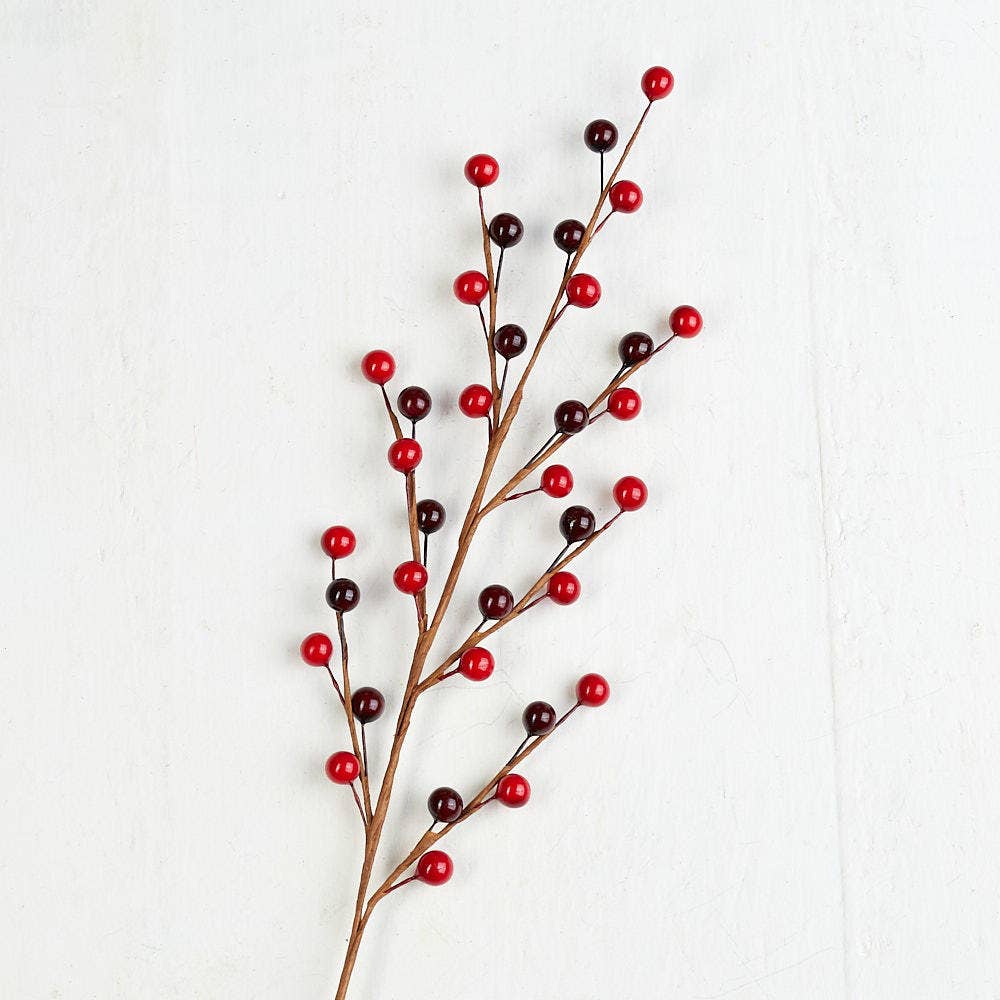 Factory Direct Craft - Wholesale Artificial Flowers - 18" Red and Burgundy Artificial Berry Stem2
