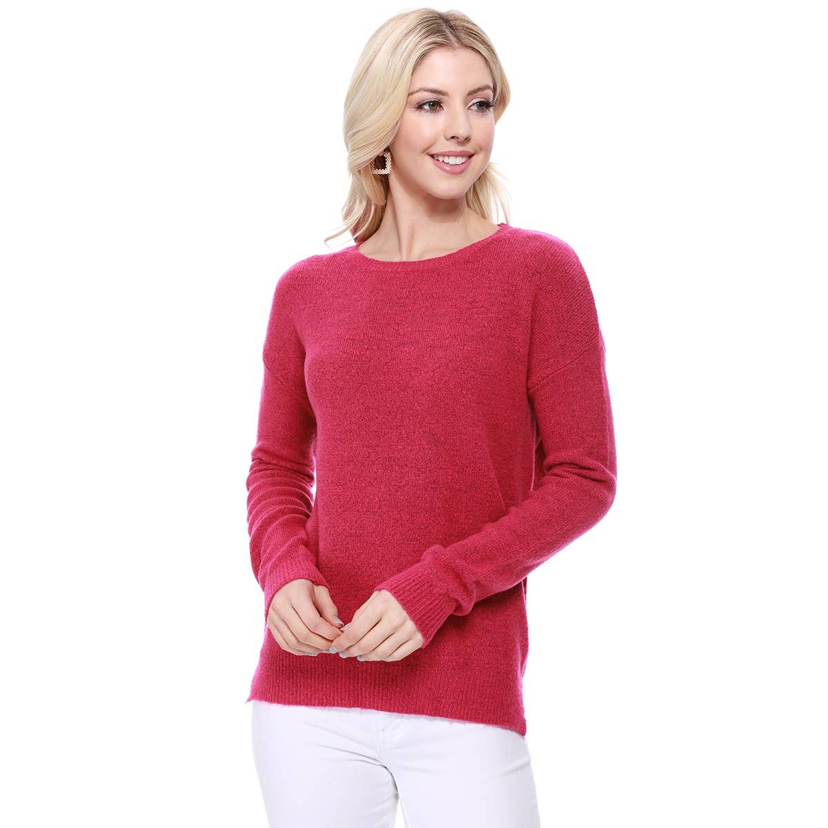 Mak – wholesale Pullovertröja - Dam – Crewneck stickad tröja med sidoslits MK801521