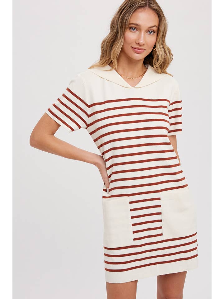 Bluivy - Wholesale Dress - Women's - SAILOR COLLAR STRIPE DRESS