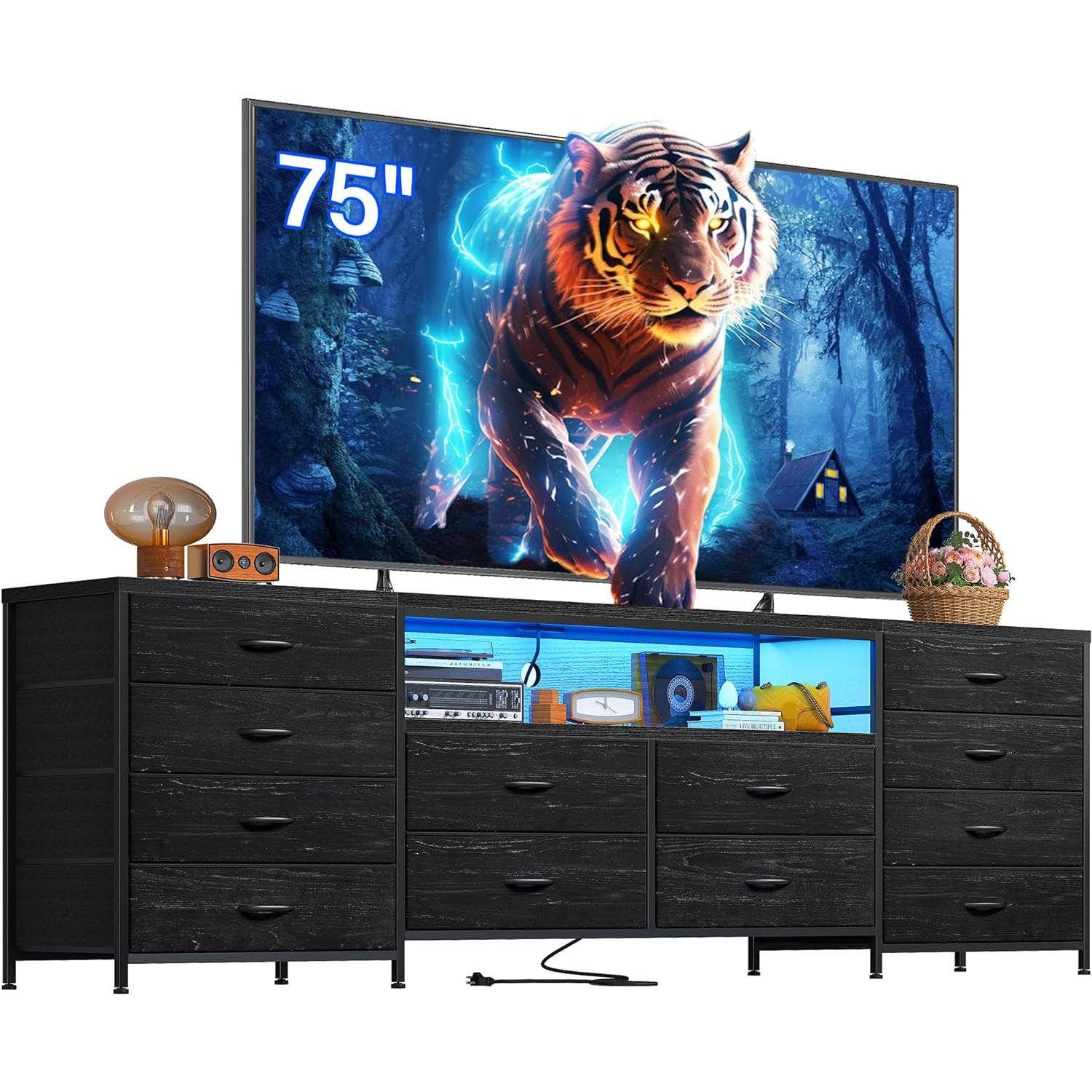 ShipItFurniture - Wholesale Console Table - Black Dresser With 75 Inch TV Stand For Living Room1
