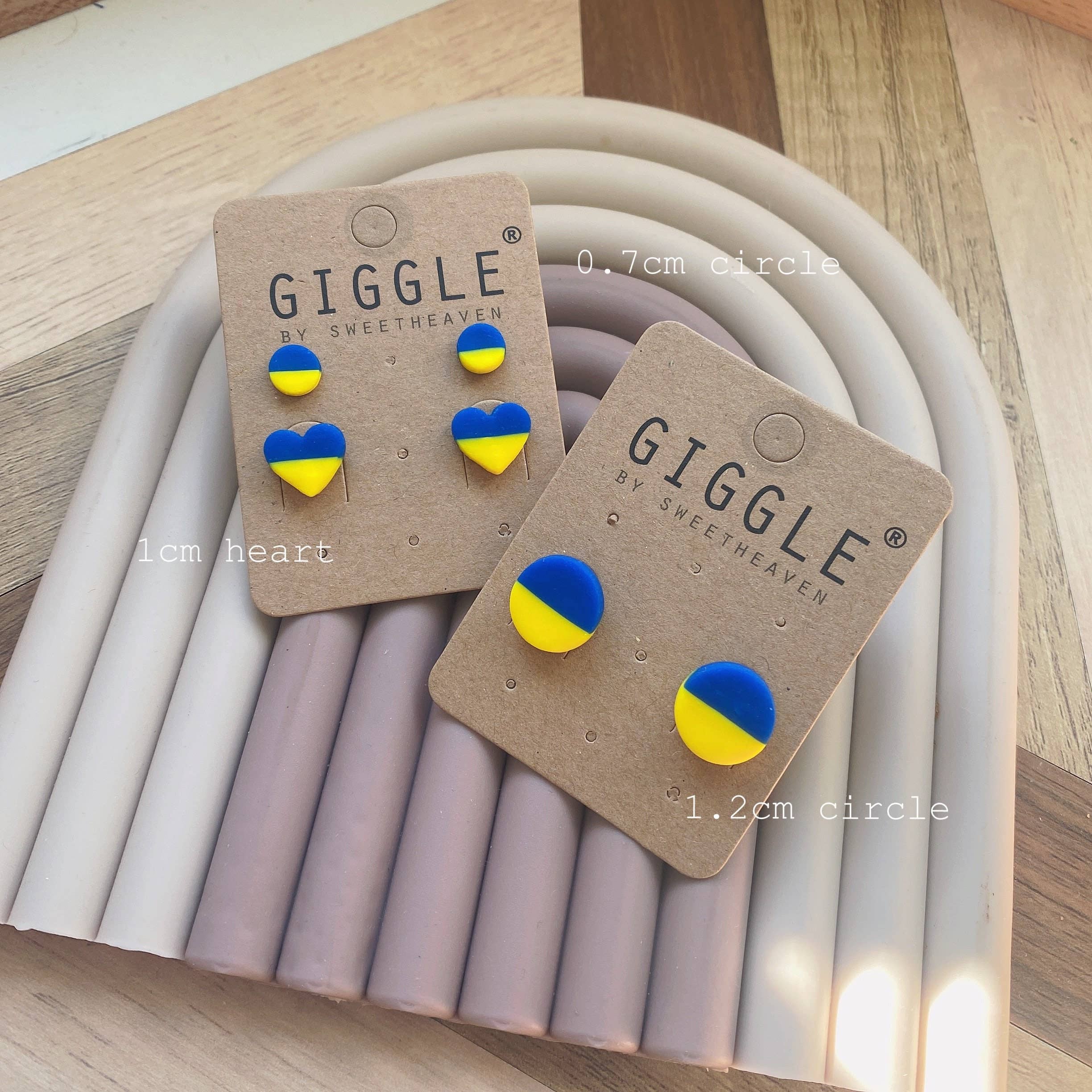 Giggle with Love - Wholesale Stud/Post Earrings - Ukraine Clay Heart Studs, Ukraine Fundraiser, Ukraine Flag Stud Earrings, Stand With Ukraine, Ukraine Flag Studs, Support Ukraine Earrings6