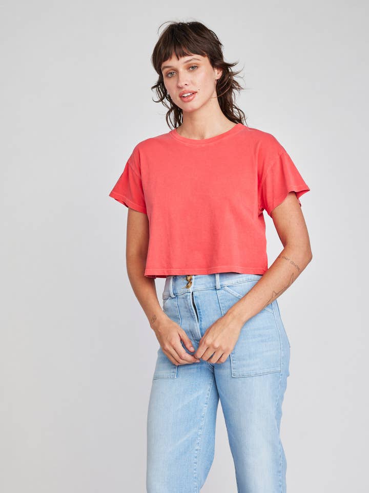 T-shirt Curto Drew por atacado de Self Contrast