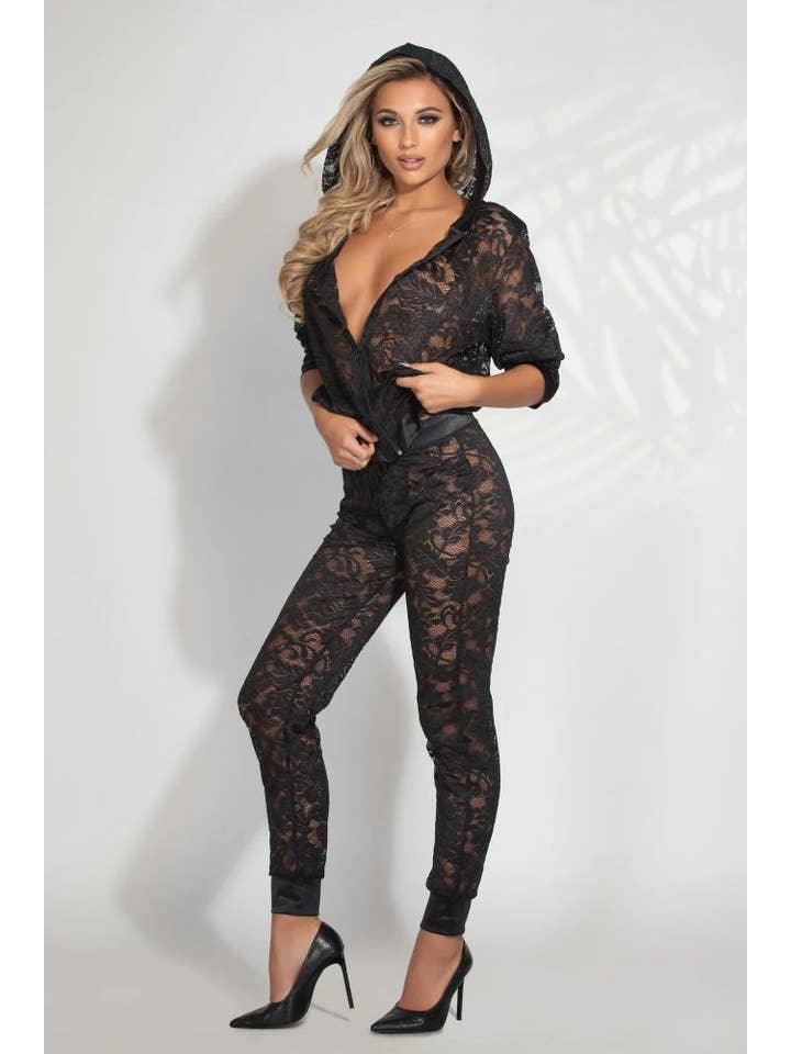 Svart Seven til Midnight 2-delad hoodie Velvet Ropes Joggerbyxa för wholesale på Faire