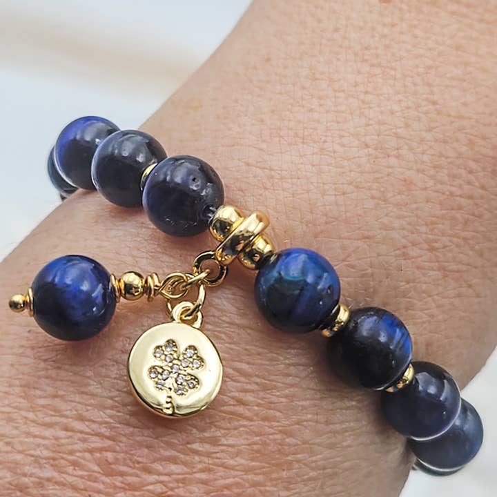 Blue tiger eye wellness bracelet for wholesale by Moira Bijoux Creation
